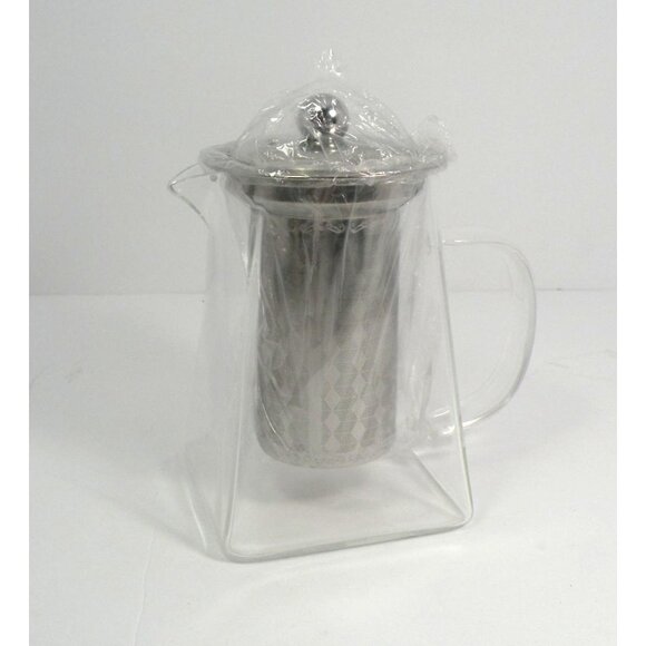 Borosilicate Glass & Stainless Steel Teapot with 304 SS infuser  With Geometric - Picture 1 of 9